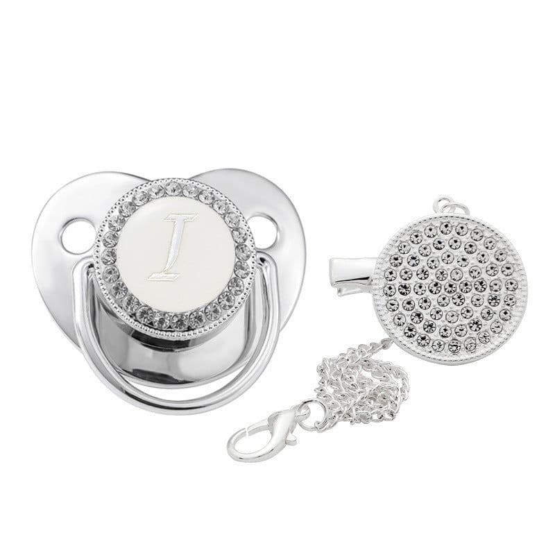 image-Children's Silver Soothing Pacifier Baby Letters A-Z