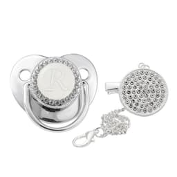 image-Children's Silver Soothing Pacifier Baby Letters A-Z