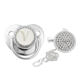 image-Children's Silver Soothing Pacifier Baby Letters A-Z