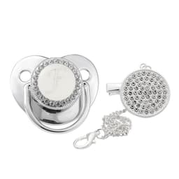 image-Children's Silver Soothing Pacifier Baby Letters A-Z