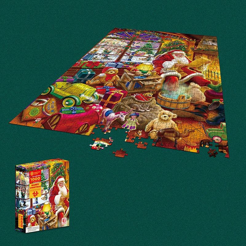 image-1000 Pieces Decompression Jigsaw Puzzles Christmas Santa Claus Paper Assembling For Adults Kids