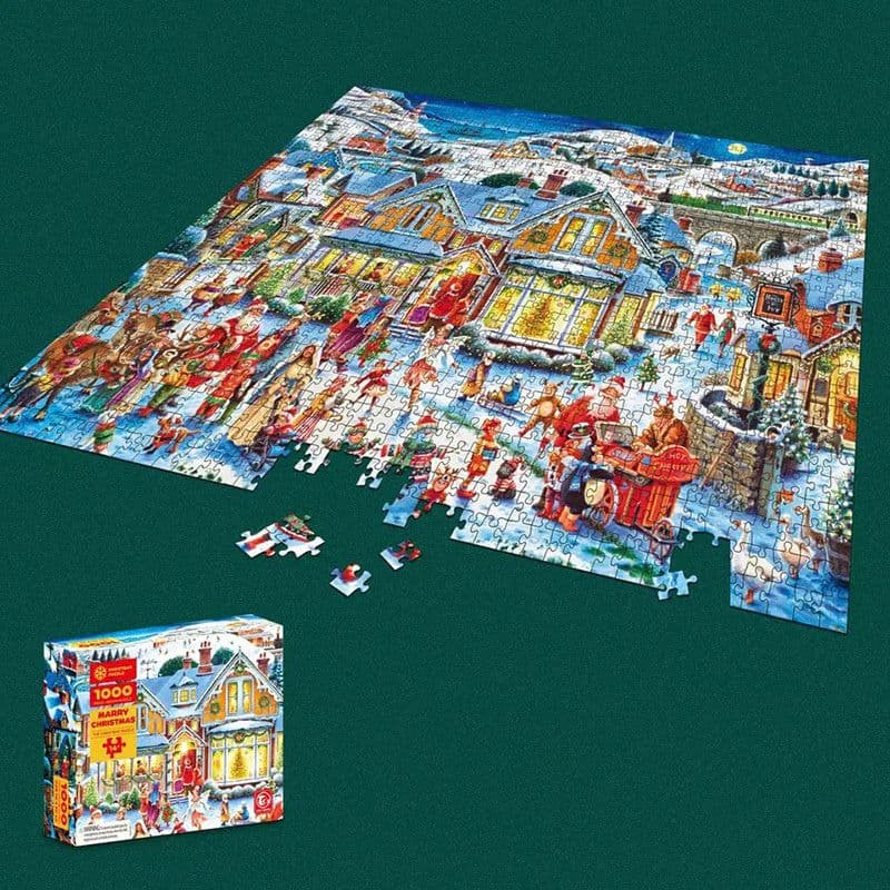 image-1000 Pieces Decompression Jigsaw Puzzles Christmas Santa Claus Paper Assembling For Adults Kids