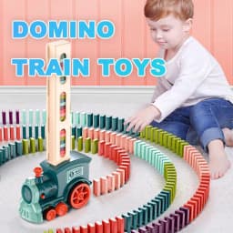 image-Domino Train Toys Baby Toys Car Puzzle Automatic Release Licensing Electric Building Blocks Train Toy