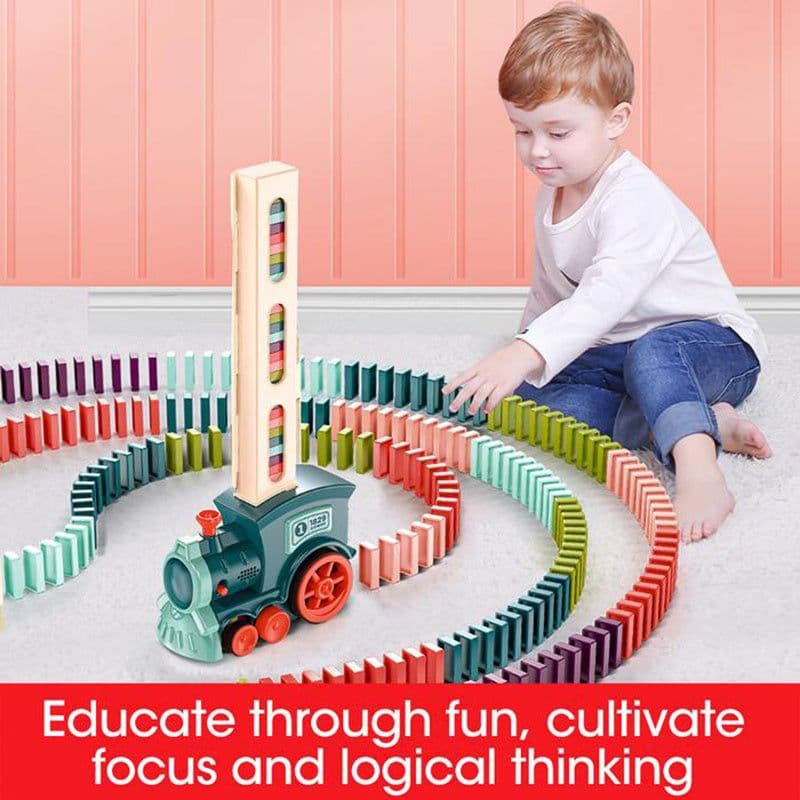 image-Domino Train Toys Baby Toys Car Puzzle Automatic Release Licensing Electric Building Blocks Train Toy