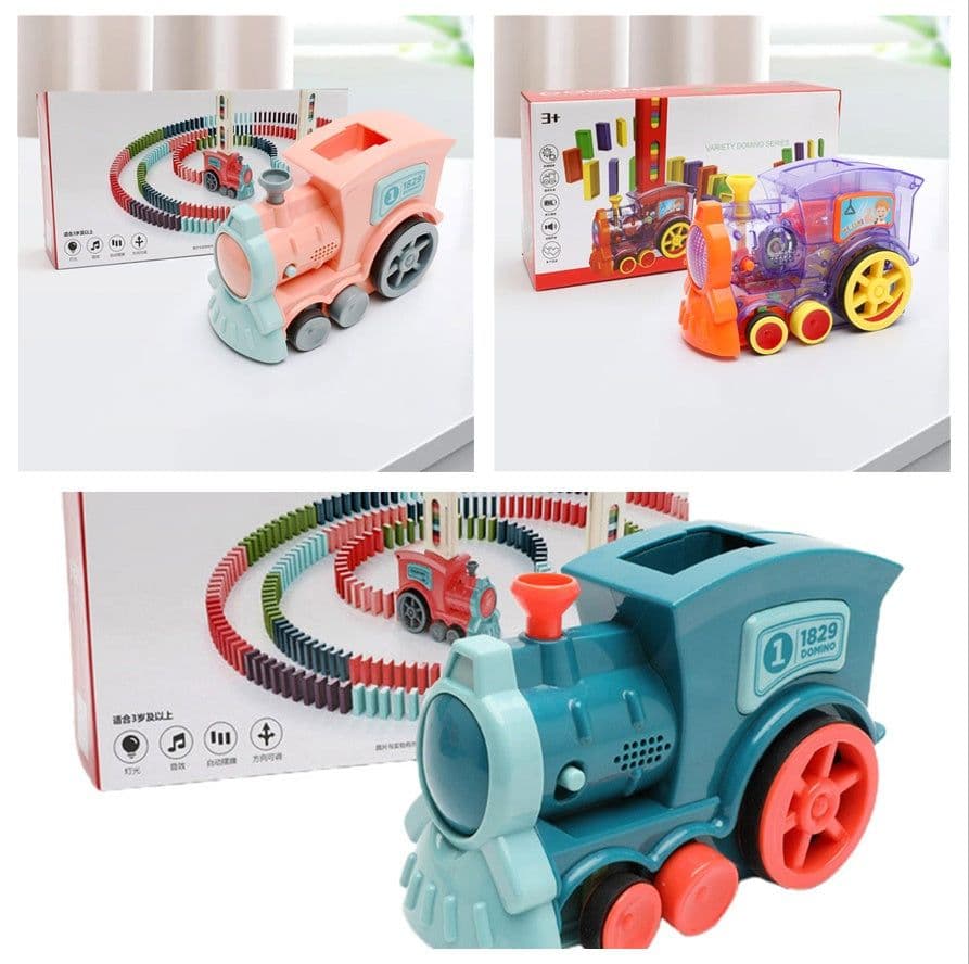 image-Domino Train Toys Baby Toys Car Puzzle Automatic Release Licensing Electric Building Blocks Train Toy