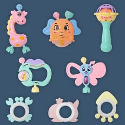 image-Baby Educational Toys 6-12 Months Gift Box Handbell Plastic Set