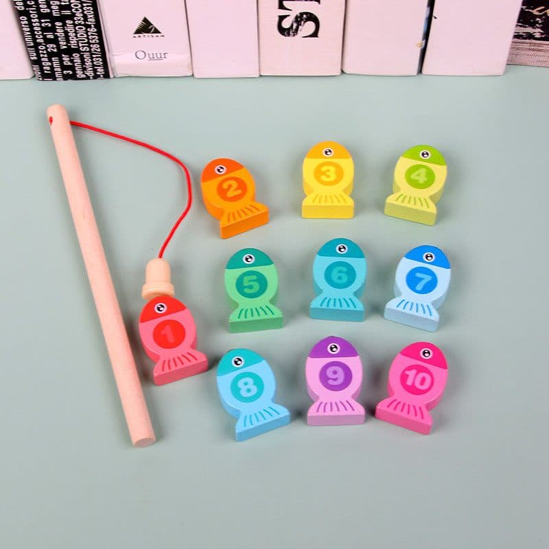 image-Wooden Alphanumeric Magnetic Fishing Toy