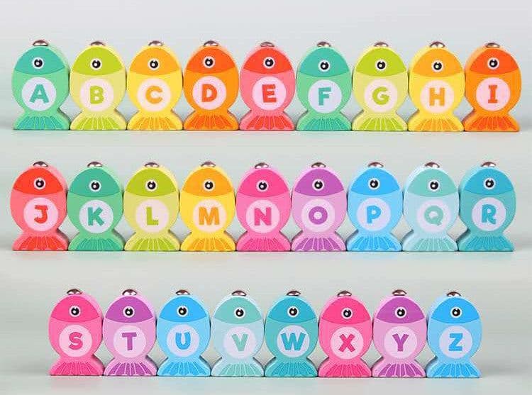 image-Wooden Alphanumeric Magnetic Fishing Toy