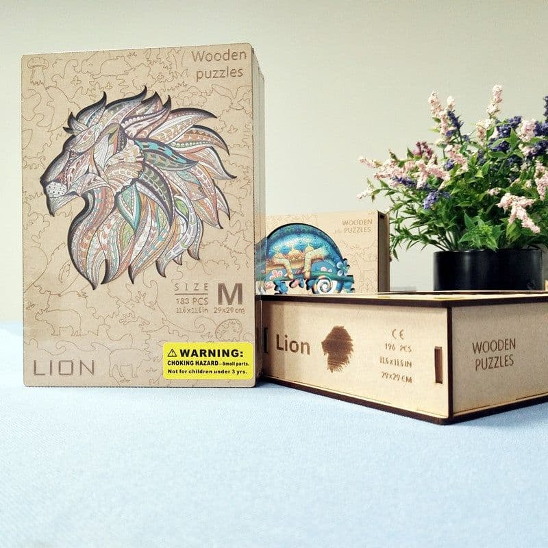 image-Wooden Alien Puzzle Lion Irregular Animal