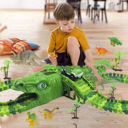 image-Simulation Dinosaur Assembled Building Blocks DIY Track Electric Off-road