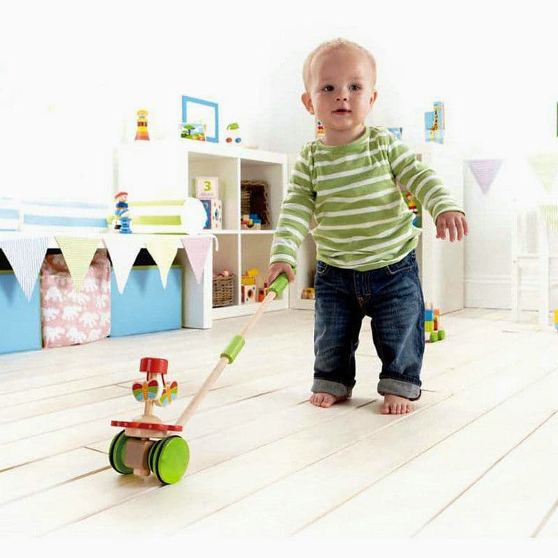 image-Children's Simple Wooden Toddler Stroller Toy