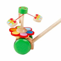 image-Children's Simple Wooden Toddler Stroller Toy