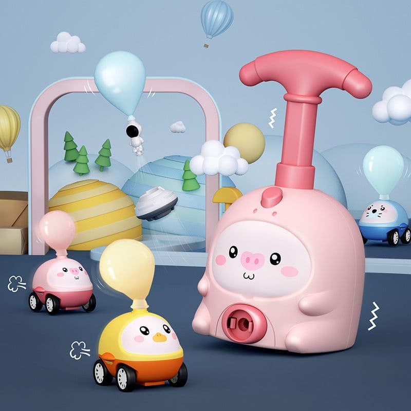 image-Balloon Car Toys For Babies 2 To 4 6 Years Kids Educational Air Power Balloon Car Launch Tower Montessori Toy For Children Gift