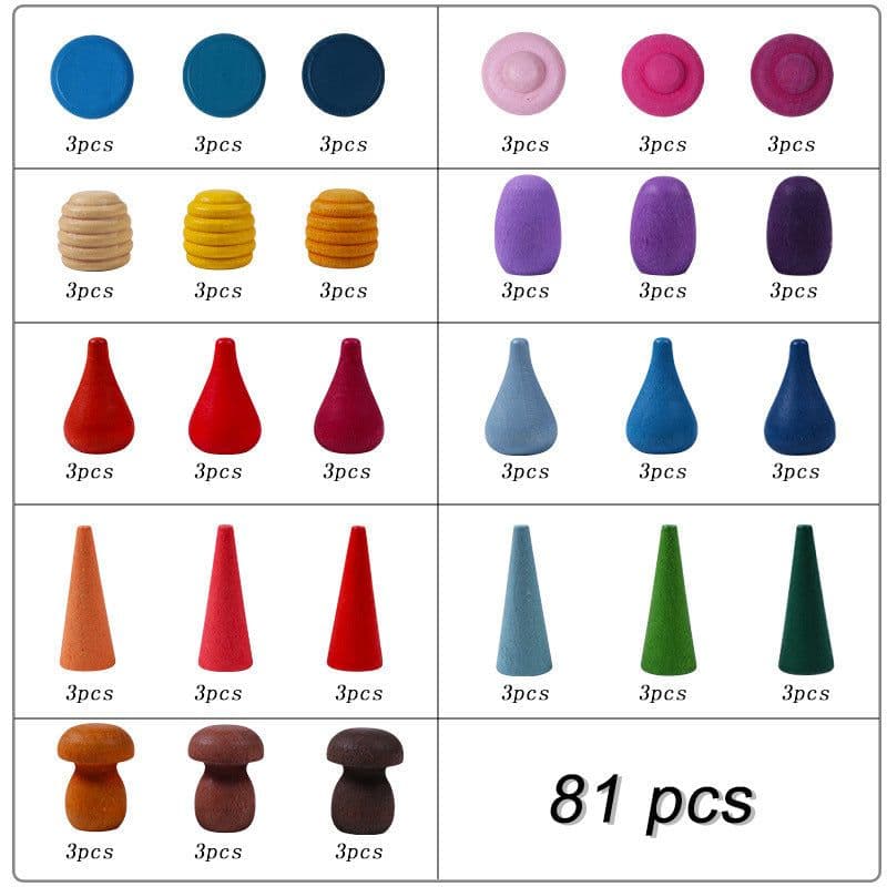 image-Mushroom Nail Rainbow Log Wooden Building Block Variety Toy