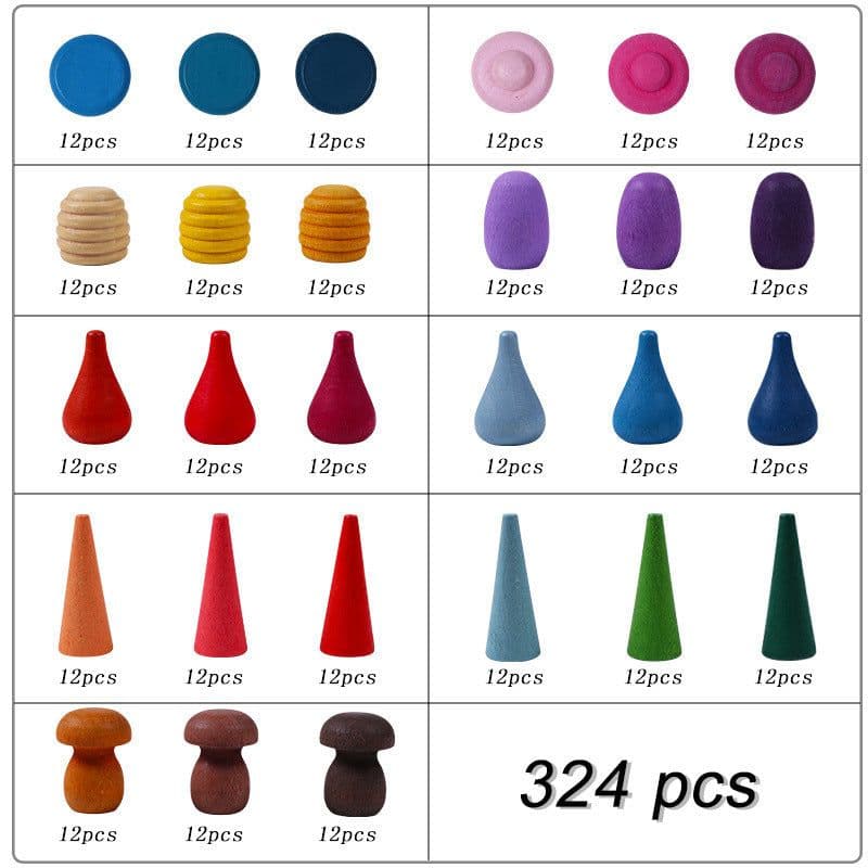 image-Mushroom Nail Rainbow Log Wooden Building Block Variety Toy