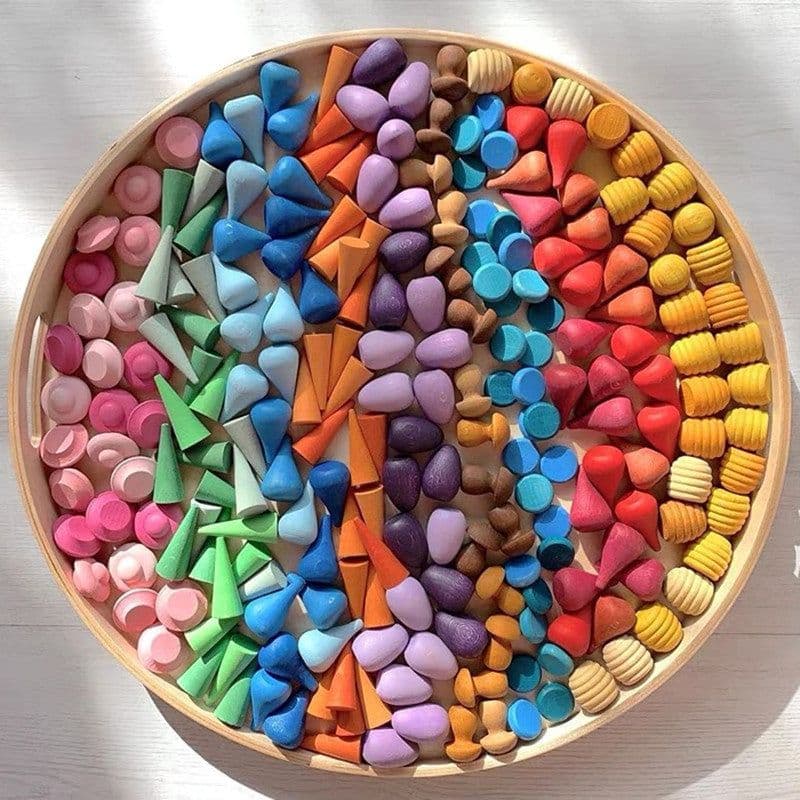 image-Mushroom Nail Rainbow Log Wooden Building Block Variety Toy