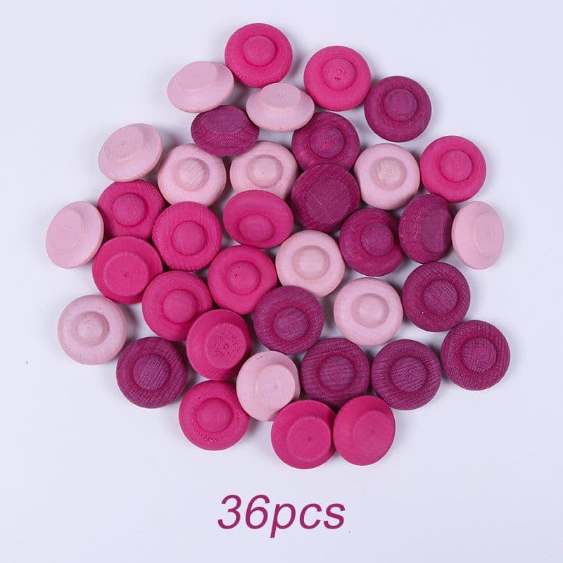 image-Mushroom Nail Rainbow Log Wooden Building Block Variety Toy