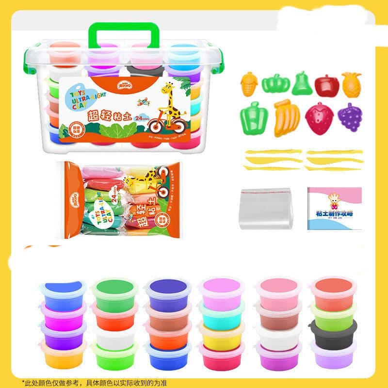 image-Ultra-light Clay 24-color Plasticine Non-toxic Space Colored Clay Children's Handmade Diy Clay Sand Toy Set