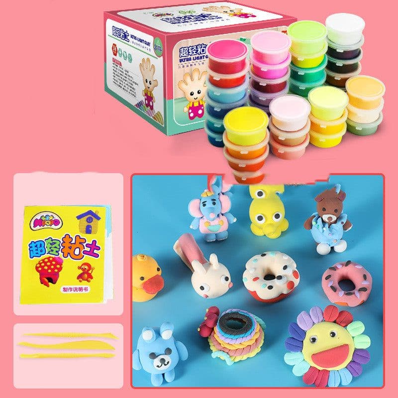 image-Ultra-light Clay 24-color Plasticine Non-toxic Space Colored Clay Children's Handmade Diy Clay Sand Toy Set