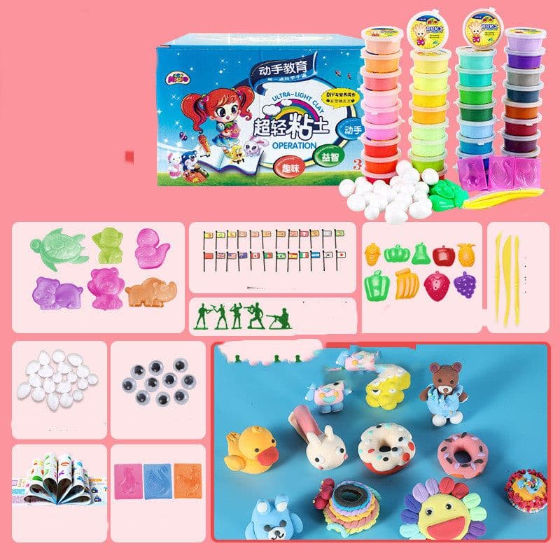 image-Ultra-light Clay 24-color Plasticine Non-toxic Space Colored Clay Children's Handmade Diy Clay Sand Toy Set