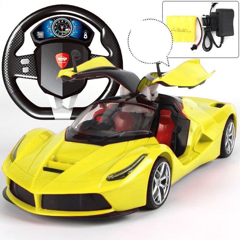 image-Door Openable Steering Wheel Charging Remote Control Racing Children's Toy Sports Car