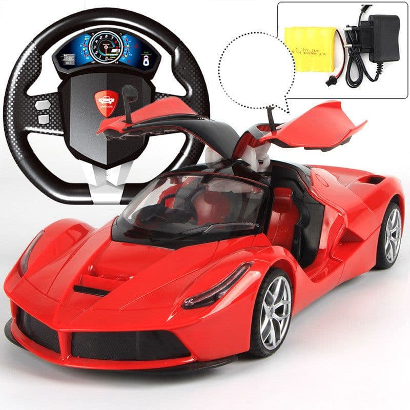 image-Door Openable Steering Wheel Charging Remote Control Racing Children's Toy Sports Car