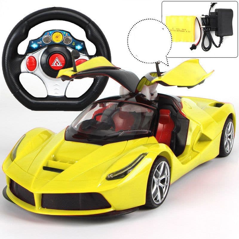 image-Door Openable Steering Wheel Charging Remote Control Racing Children's Toy Sports Car