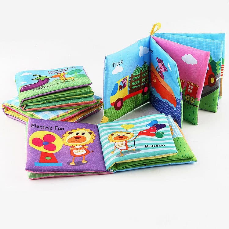 image-Baby Three-dimensional Palm Cloth Book Early Education Toys English Animal Digital Cognition
