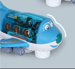 image-360 Rotating Electric Plane Airplane Toys For Kids Bump And Go Action Toddler Toy Plane With LED Flashing Light Sound For Boys