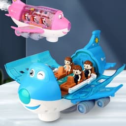 image-360 Rotating Electric Plane Airplane Toys For Kids Bump And Go Action Toddler Toy Plane With LED Flashing Light Sound For Boys