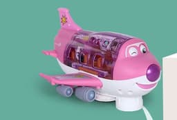 image-360 Rotating Electric Plane Airplane Toys For Kids Bump And Go Action Toddler Toy Plane With LED Flashing Light Sound For Boys