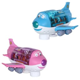 image-360 Rotating Electric Plane Airplane Toys For Kids Bump And Go Action Toddler Toy Plane With LED Flashing Light Sound For Boys
