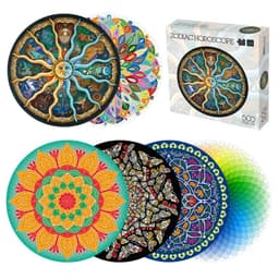 image-Round Puzzle 500 Pieces Zodiac Rainbow Magic Kaleidoscope