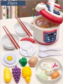 image-Children's Play House Simulation Small Kitchen Rice Cooker Toy Set