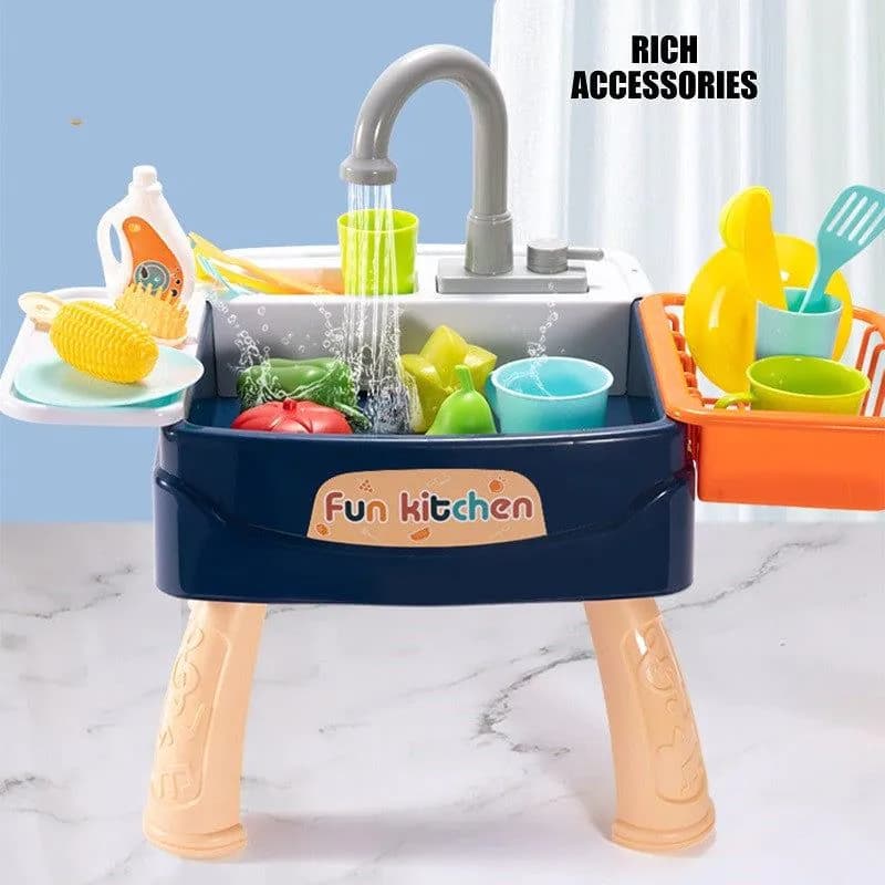 image-Kitchen Children Dishwasher Simulation Sink Faucet Circulating Water Electric Wash Table Toys