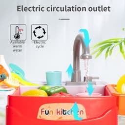 image-Kitchen Children Dishwasher Simulation Sink Faucet Circulating Water Electric Wash Table Toys