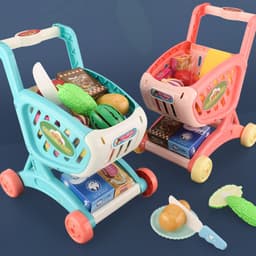 image-Children's Simulation Supermarket Shopping Cart Fruit And Vegetable Toys