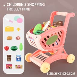 image-Children's Simulation Supermarket Shopping Cart Fruit And Vegetable Toys
