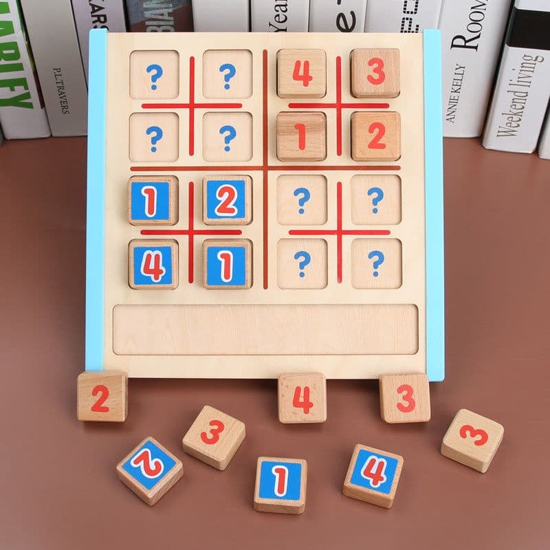 image-Wooden Sudoku Jiugongge Game Chess Educational Toy