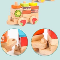 image-Wooden Three-section Drag Train Children's Toy Puzzle