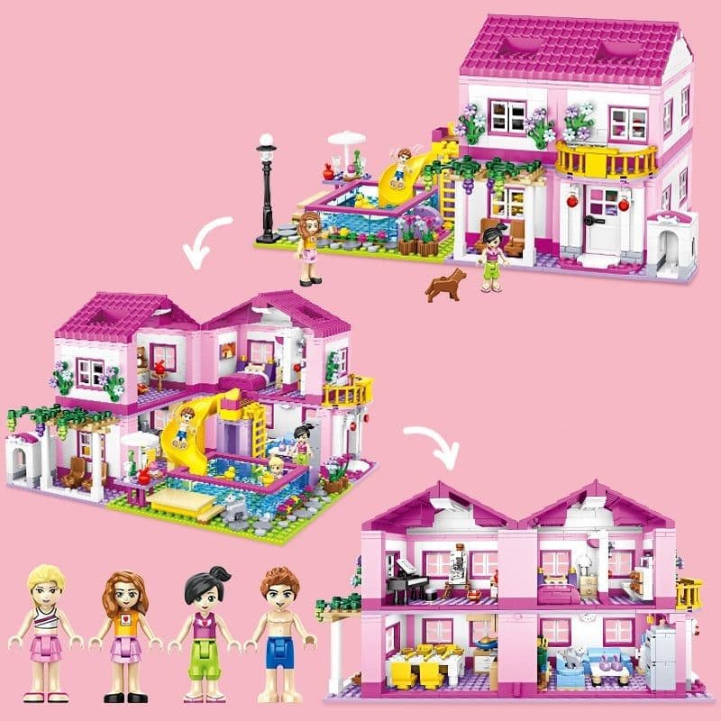 image-Summer Villa Play House Children's Educational Building Blocks Toys