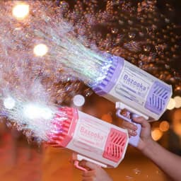 image-Bubble Gun Rocket 69 Holes Soap Bubbles Machine Gun Shape Automatic Blower With Light Toys For Kids Pomperos