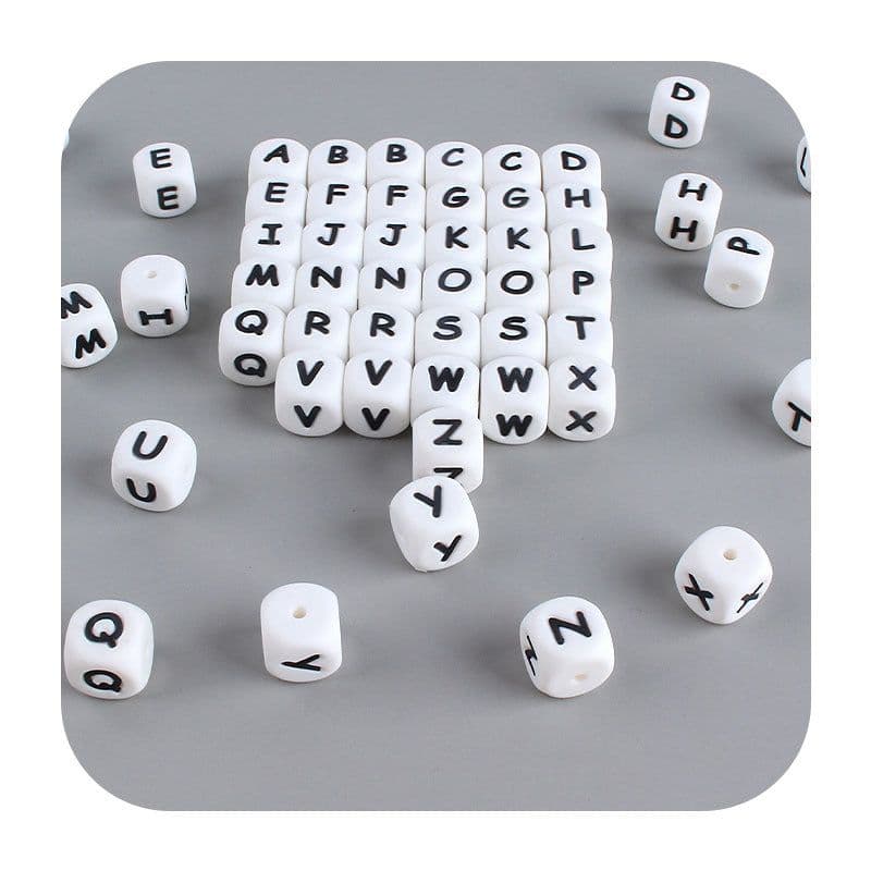 image-12mm Baby Products 26 Silicone English Alphabet Beads Teeth Accessories