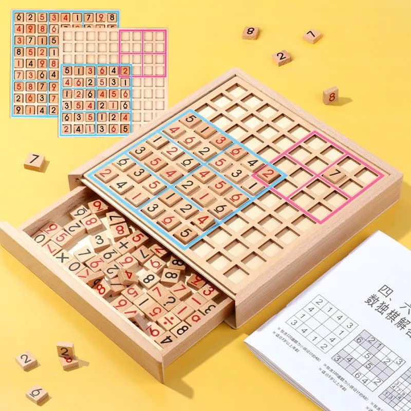 image-Wooden Sudoku Jiugongge Game Chess Early Education Toys