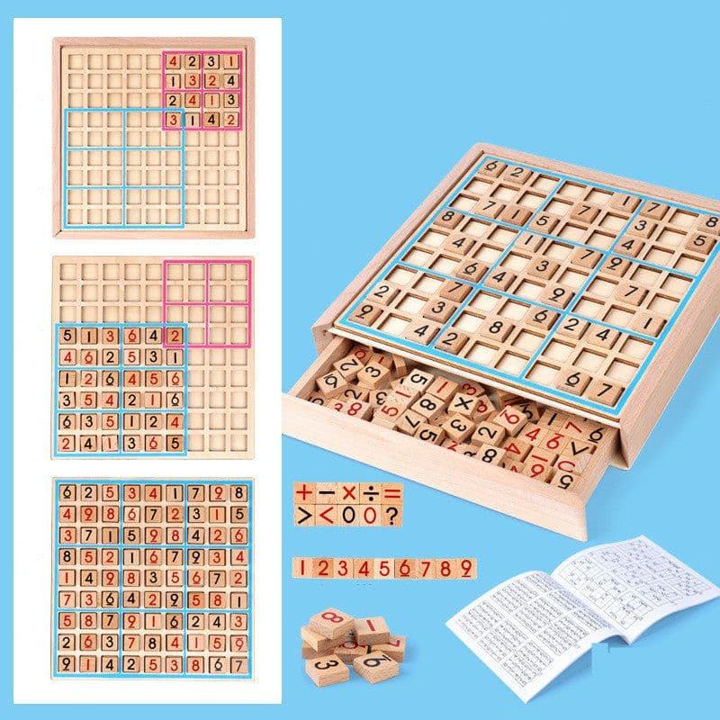 image-Wooden Sudoku Jiugongge Game Chess Early Education Toys