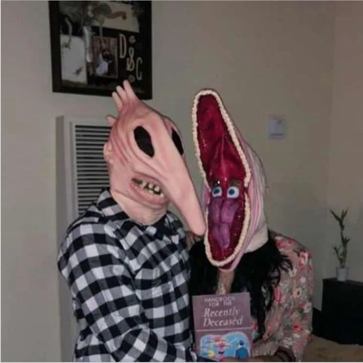 image-Halloween Devil Mask Trick Adam And Barbara