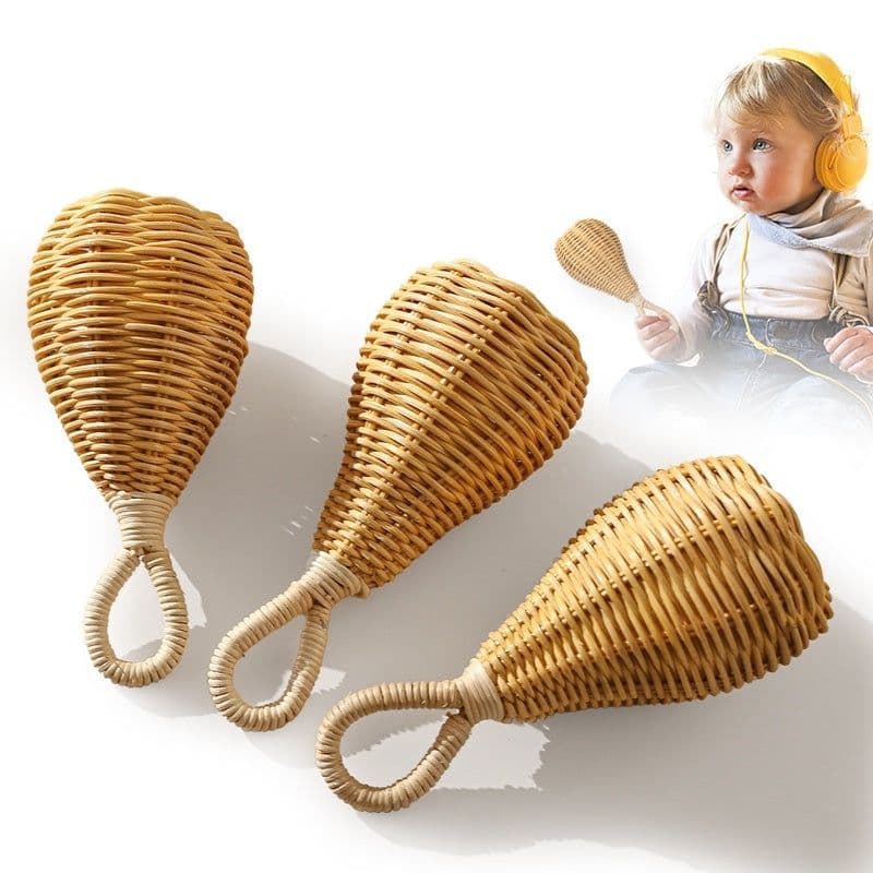 image-1Pc Baby Rattan Handbell Sand Hammer Musical Rattle Rattan