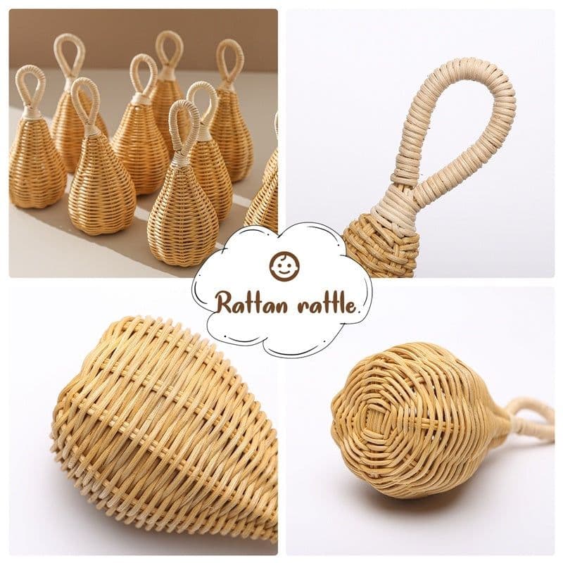 image-1Pc Baby Rattan Handbell Sand Hammer Musical Rattle Rattan