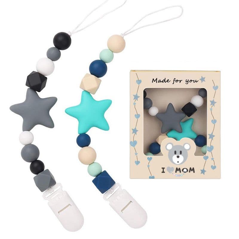 image-Baby Soothing Molar Stick Silicone Pacifier Chain With Clip
