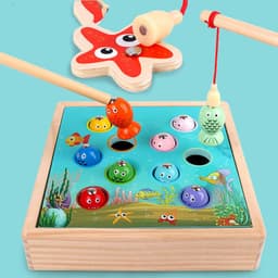 image-Children's Wooden Magnetic Fishing Girl Boy Baby Educational Toy